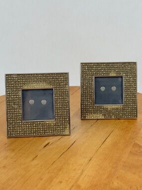 Vintage Set of 2 Wellesley Manor Miniature Photo Frames, Gold Glittery Finish